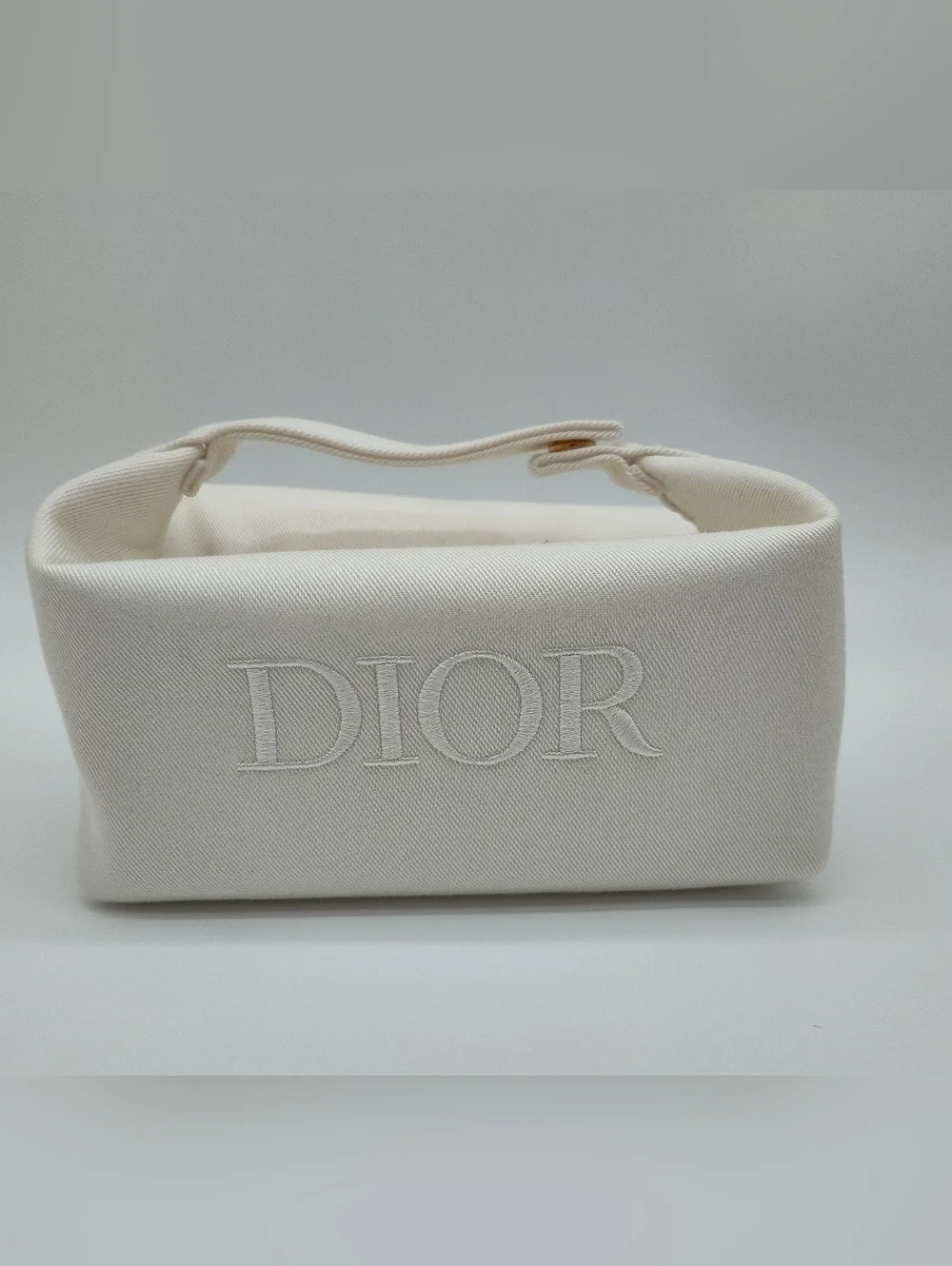 DIOR Beauty White Canvas Trousse Pouch Zip Cosmetic Bag Box Gift Set NIB